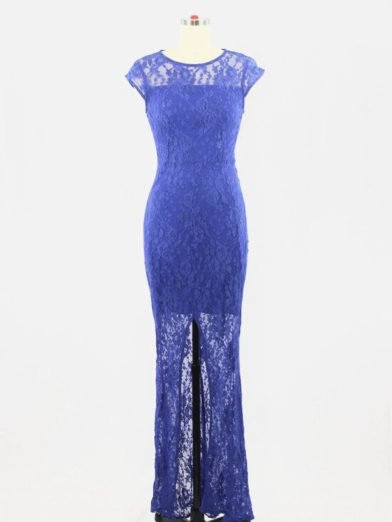 le chateau Dresses & Skirts - Vintage 00's LE CHATEAU Royal Blue Stretch Lace Fish Tail Maxi Dress, Size XS